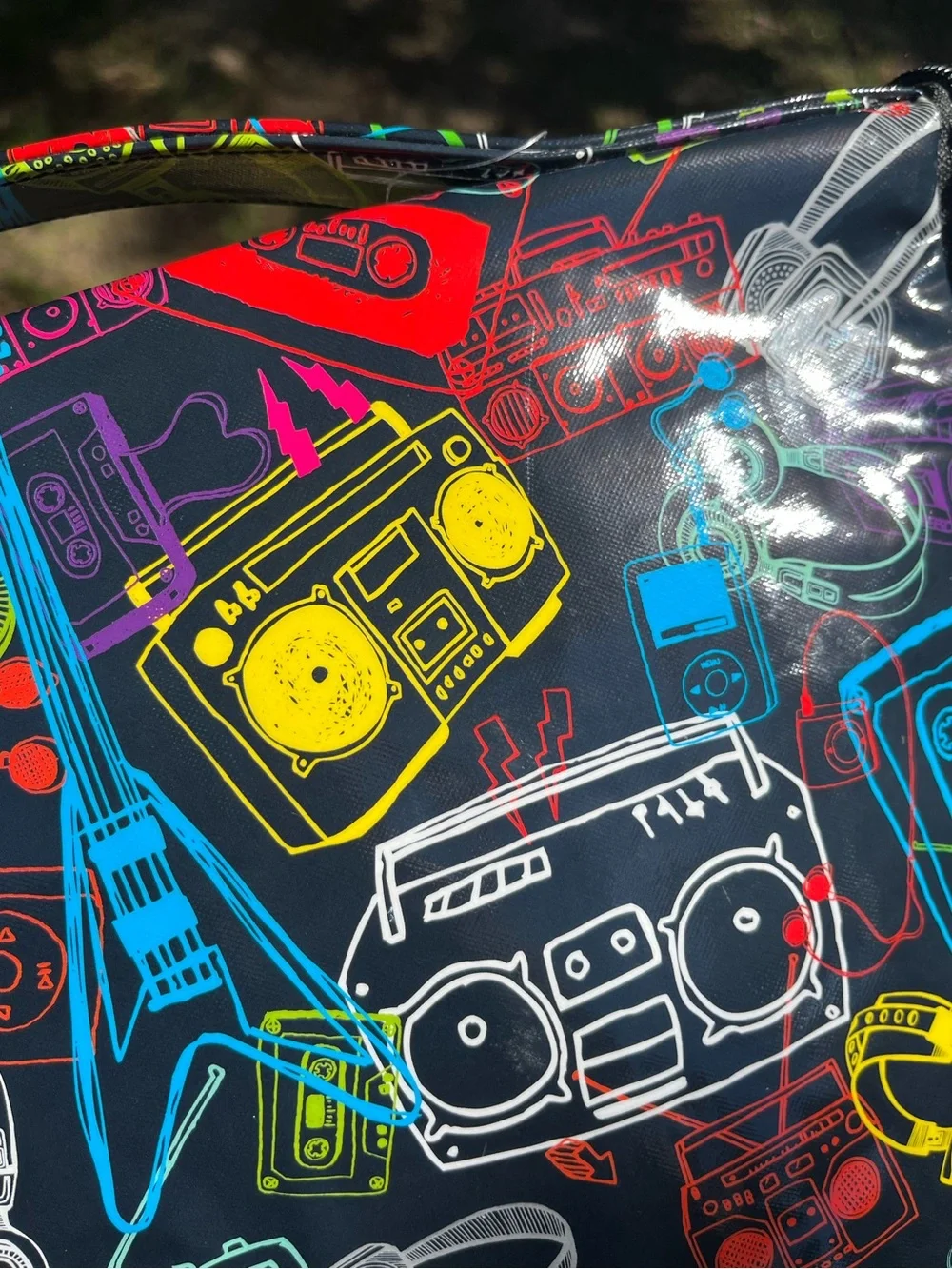 Y2K Paperchase Black Vinyl Laptop Tablet Tech Case Back To School Retro Boombox